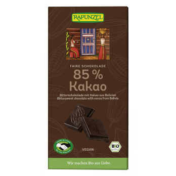 Bitterschokolade 85 % Kakao, Rapunzel, 80g